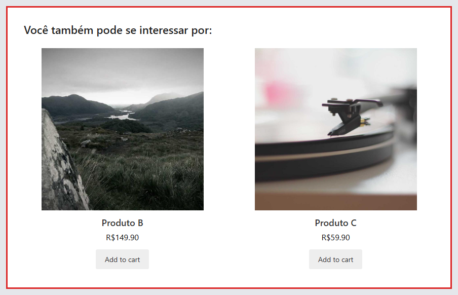 Vitrine na página do produto — destaque em vermelho; clique para ampliar